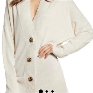Chelsea 28 Ivory V-Neck Cashmere Blend Button Front Cardigan